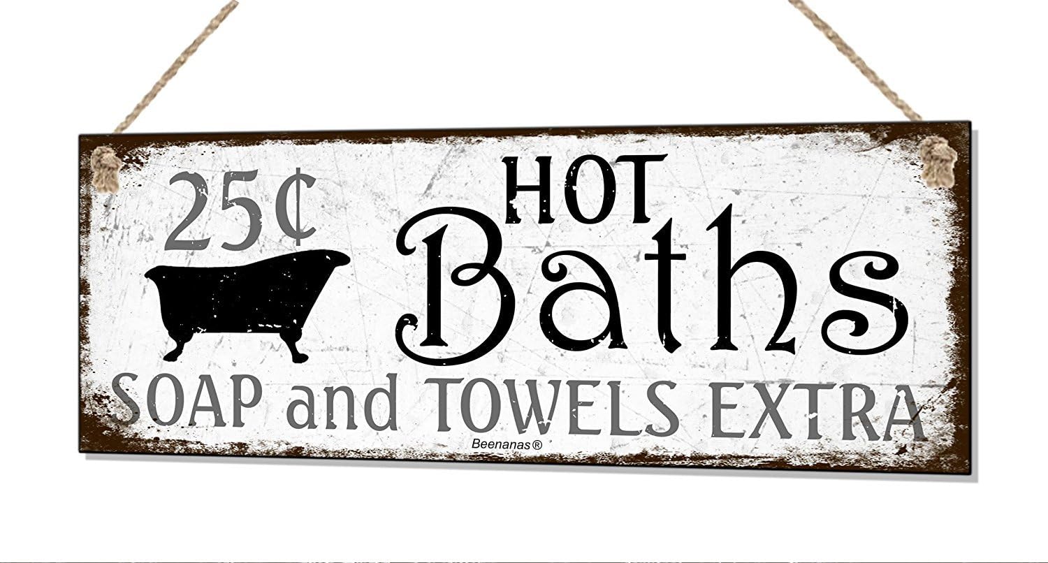 Amazon Com Beenanas Retro Bathroom Hot Baths Small Metal Shabby