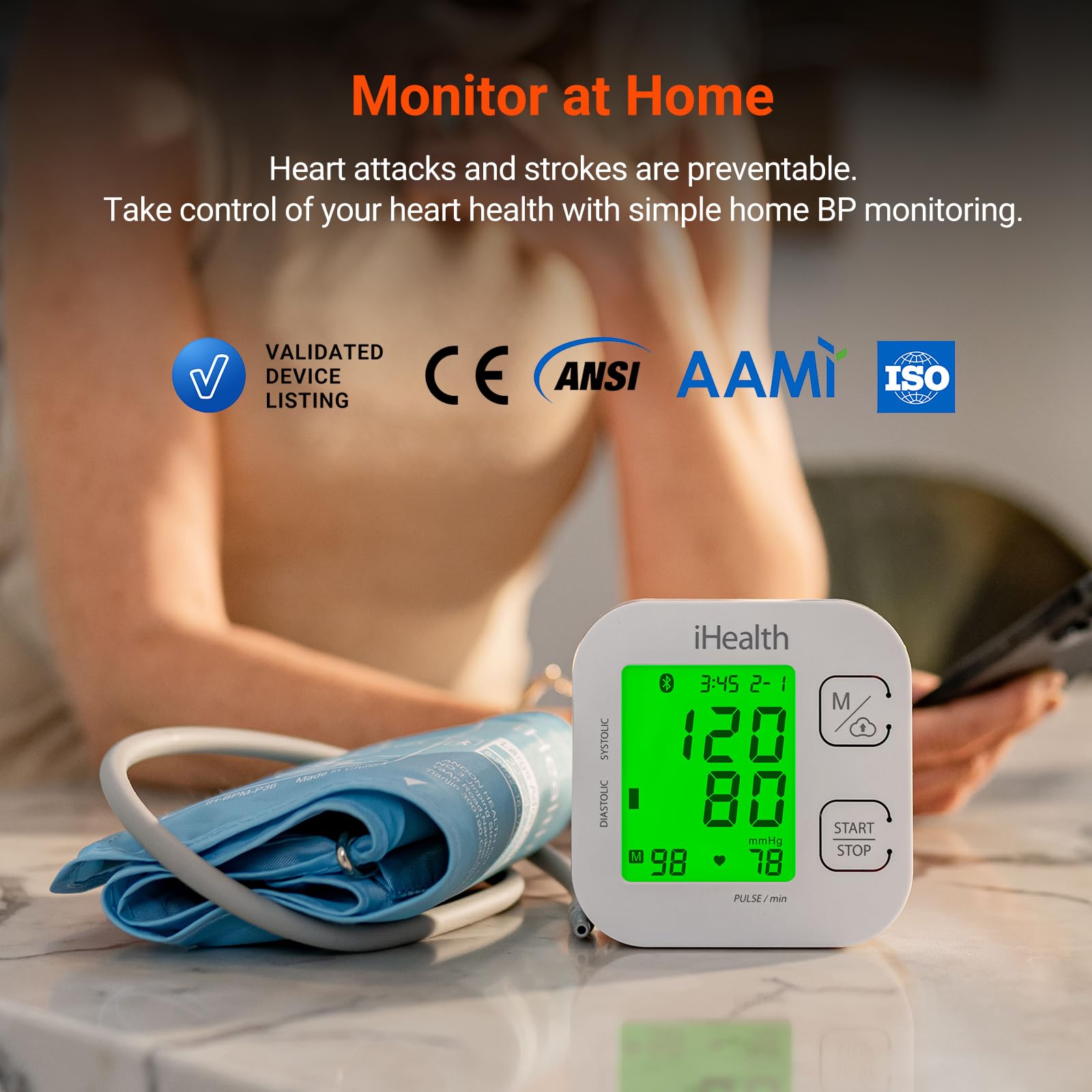 iHealth Track Smart Upper Arm Blood Pressure Monitor with Wide Range Cuff That fits Standard to Large Adult Arms, Bluetooth Compatible for iOS & Android Devices
