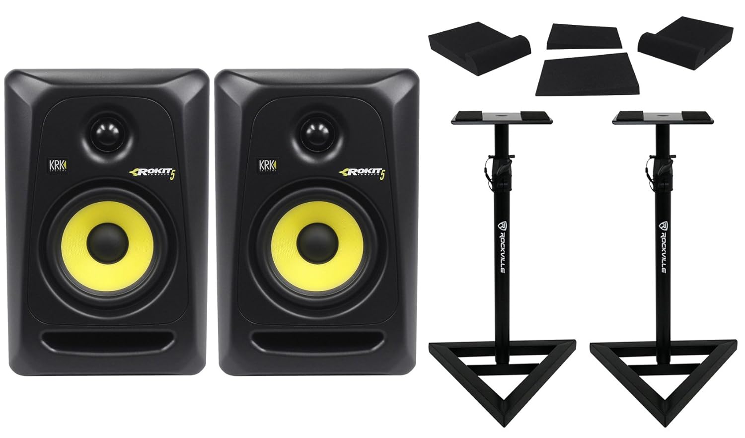 Amazon.com: (2) KRK RP5-G3 Rokit Powered 5" Powered Studio  Monitors+Stands+Studio Foam Pads: Musical Instruments