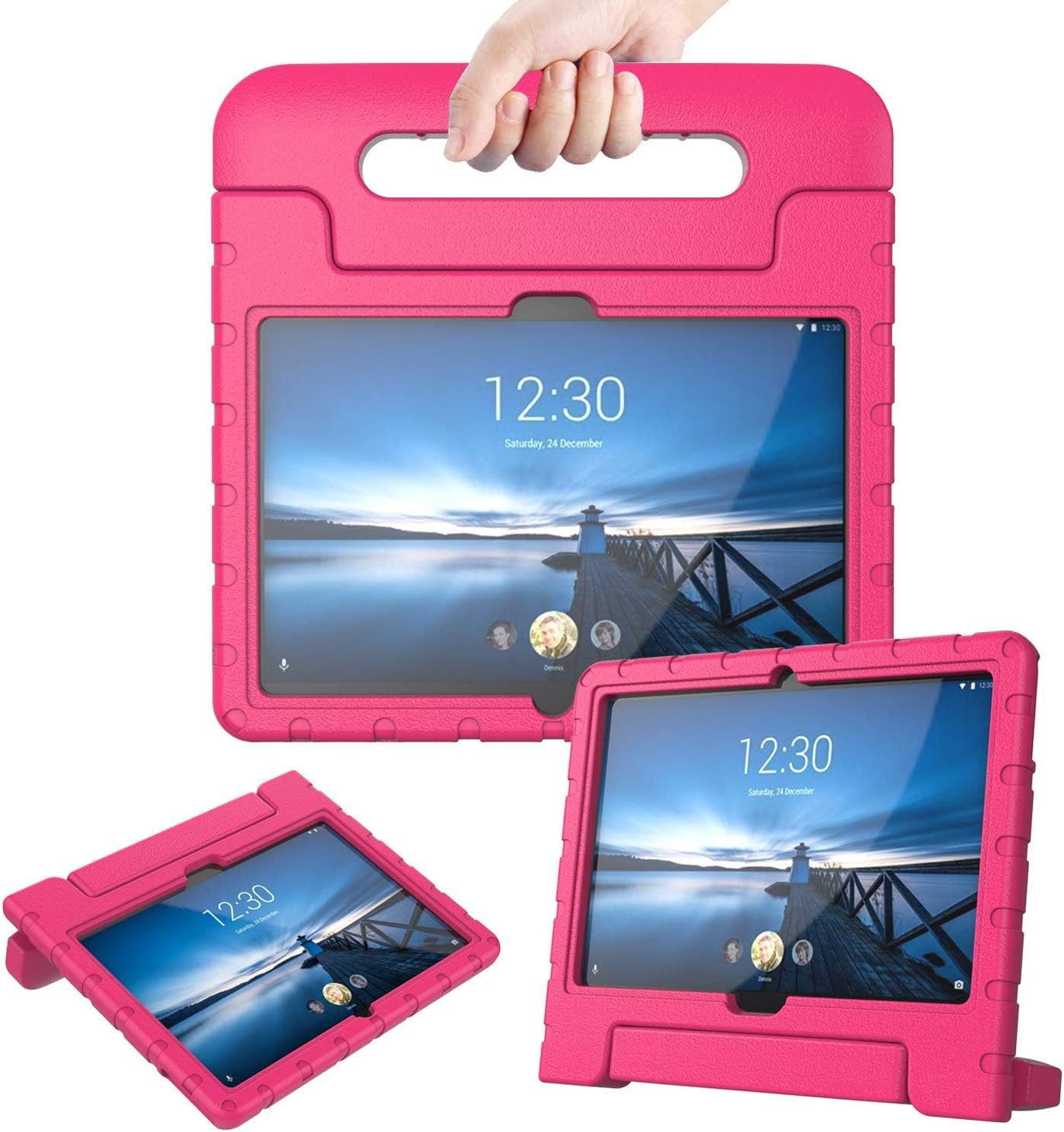 TIRIN Case for Lenovo TAB P10 2019, Light Weight Shock Proof Convertible Handle Stand Protective Kids Firendly Case for Lenovo TAB P10 10.1 Inch 2019 Released Tablet (TB-X705F), Rose