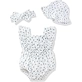 Renotemy Baby Girl Clothes Infant Summer Romper Cotton Linen Newborn Essentials Photography Preemie Outfits with Hat&Headband