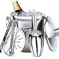 3L Insulated Ice Bucket, Champagne Bucket, Ice Bucket with Lid and Tongs, Stainless Steel, Strainer, Ice Scoop, Large Ice Buckets for Parties with Lid, Champagne, Drinks Bucket, Beer and Wine Bucket