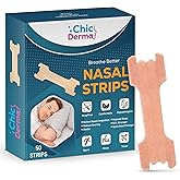 Chic Derma Nasal Strips for Snoring 50 Pieces, Nose Strips to Stop Snoring and Airflow Support, Nasal Congestion Anti Snoring Strips for Men Women, Nose Tape for Sports and Sleep (50)