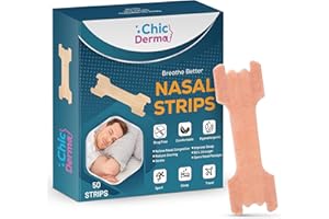 Chic Derma Nasal Strips for Snoring 50 Pieces, Nose Strips to Stop Snoring and Airflow Support, Nasal Congestion Anti Snoring Strips for Men Women, Nose Tape for Sports and Sleep (50)