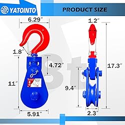 YATOINTO 8 ton Snatch Block with Hook, 6" Sheave