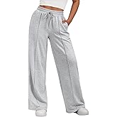 Flygo Womens Wide Leg Sweatpants Drawstring Elastic Waist Baggy Pants Trendy Loose Athletic Joggers with Pocket