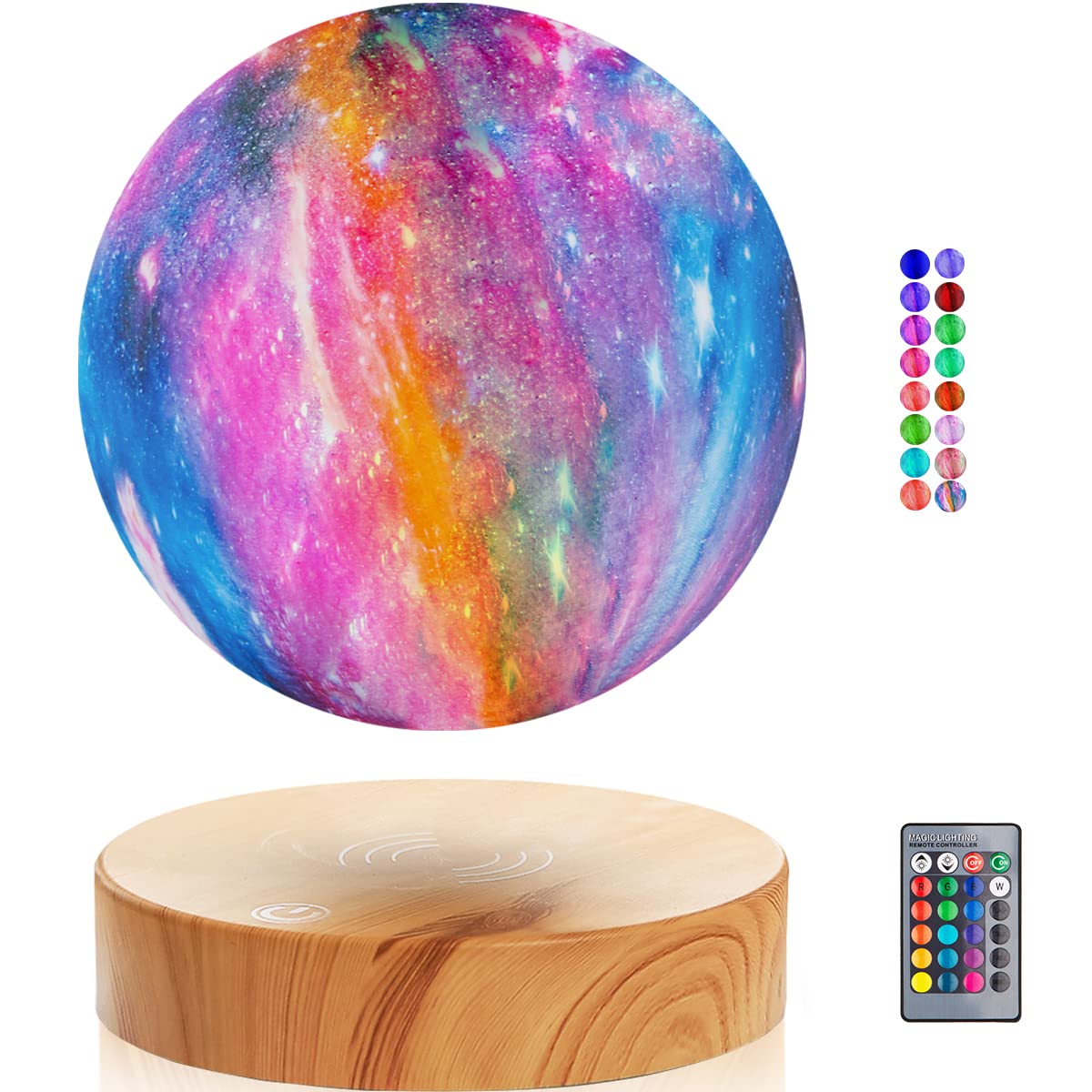 VGAzer Magnetic Levitating Moon Lamp,Floating Moon Light 16 Colors with Remote (Round Base)