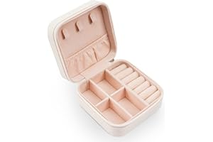 XZUZ Small Travel Jewelry Boxes, Portable Jewelry Organizer Display Storage boxes for earrings, rings, necklaces, jewelry boxes for women. (white).