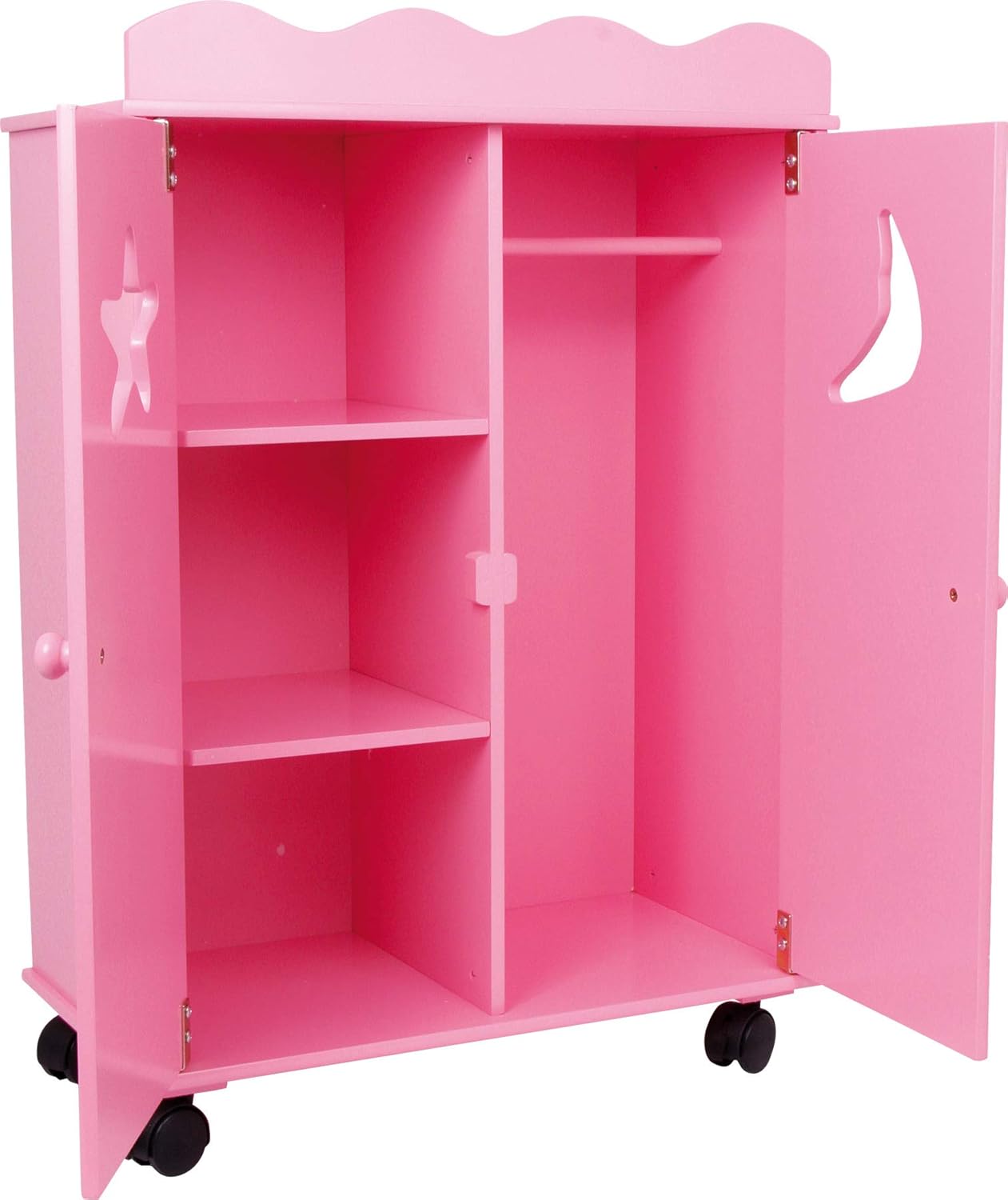 small foot 2880 doll wardrope, doll furniture made of wood, can be slid on wheels, from 3 years on, Pink, 46 x 25 x 66 cm - Image 3