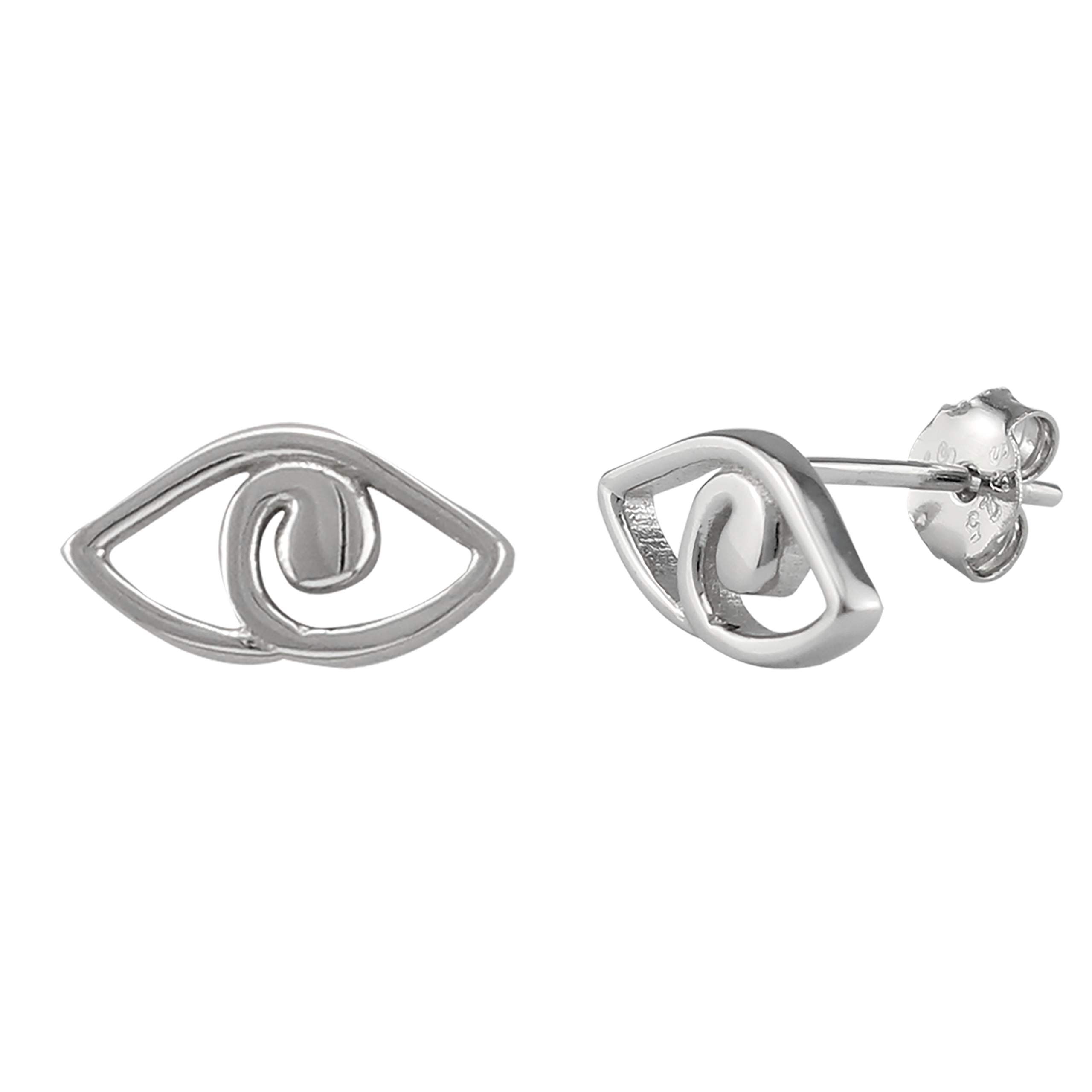 Serebra Jewelry Evil Eye Stud Earrings 925 Sterling Silver Evil Eye Nazar