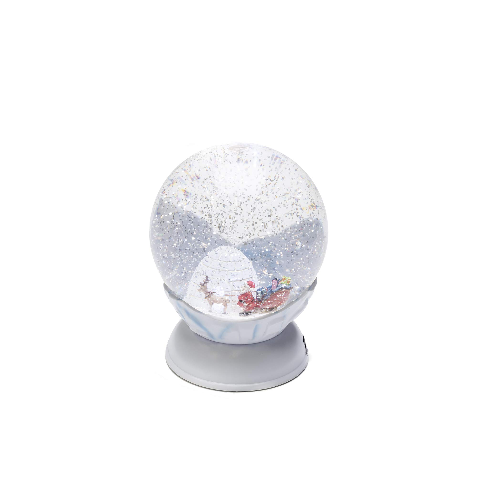 Konstsmide LED Snow Globe Lantern "Merry Christmas and Reindeer Scene", Water Filled/Water Spinner/Indoor (IP20) 5 Hour Timer/Battery Operated: 3xAA 1.5V (excl.)/Christmas Lantern 1 Warm White Diodes