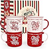 Cabtnca Christmas Mugs Set of 4, Ceramic Coffee Mugs, Dwarf Santa Mug, Holiday Mugs, Xmas Mug Decor, Marry Christmas Gifts for Women Kids, 13 Oz
