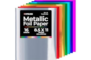 Hygloss Metallic Foil Paper - 16 Sheets 8 Assorted Colors Shiny Papers - 8.5x11 Inches - Ideal Foil Papers for Crafts - Shiny Craft Paper Sheets
