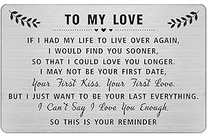 DEGASKEN To My Love Wallet Card - I Cant Say I Love You Enough So This Is Your Reminder - Anniverary Gifts, Fathers Day Card for Men, Valentines for Him, Christmas