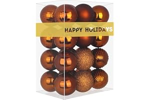 GAMEXCEL Bronze 2.5" Christmas Balls Christmas Tree Decoration Ornaments Shatterproof Hanging Balls for Birthday Halloween Holiday Wedding Decorations Set of 24pcs