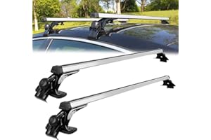 Flynsu Universal 48" Car Top Roof Rack Cross Bar Luggage Cargo Carrier w/3 Kinds Clamps, Silver Aluminum, 165 lb Loading Capacity