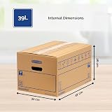 BANKERS BOX 15 Large SmoothMove Moving Boxes 39L 47x32x26cm Handles view 2