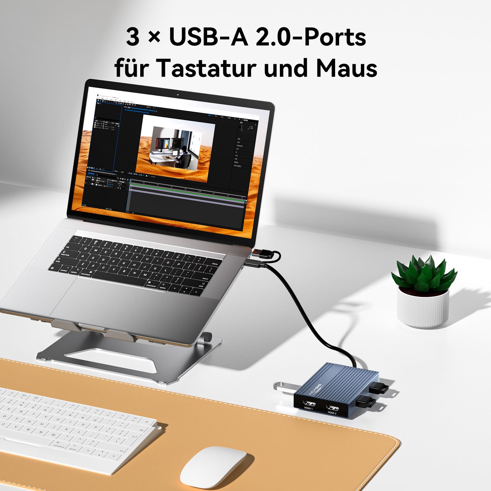 ACASIS USB C auf Dual HDMI DisplayLink Adapter, 4K@60Hz, 2 HDMI, 100W PD Charging, DisplayLink Docking Station für Mac M1/M2/M3/Windows,USB A/C auf Dual Monitor Adapter (Phantom Grey) 7