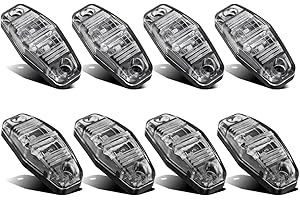 Partsam 8pcs 2.5" Oval Side Fender Marker Light Red/Amber Clear Lens Universal Surface Mount LED Light, Truck Boat Trailer Se