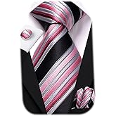 Hi-Tie Men Ties Sets Silk Stripe Paisley Necktie Pocket Square Cufflinks for Business Wedding