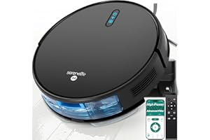 SereneLife Smart Robot Vacuum Cleaner and Mop Combo, Pro Edition with Upgraded Battery, Extreme Suction, Internal Water Tank - App Control, Ideal for Pet Hair, Carpet and Hard Floors, Black