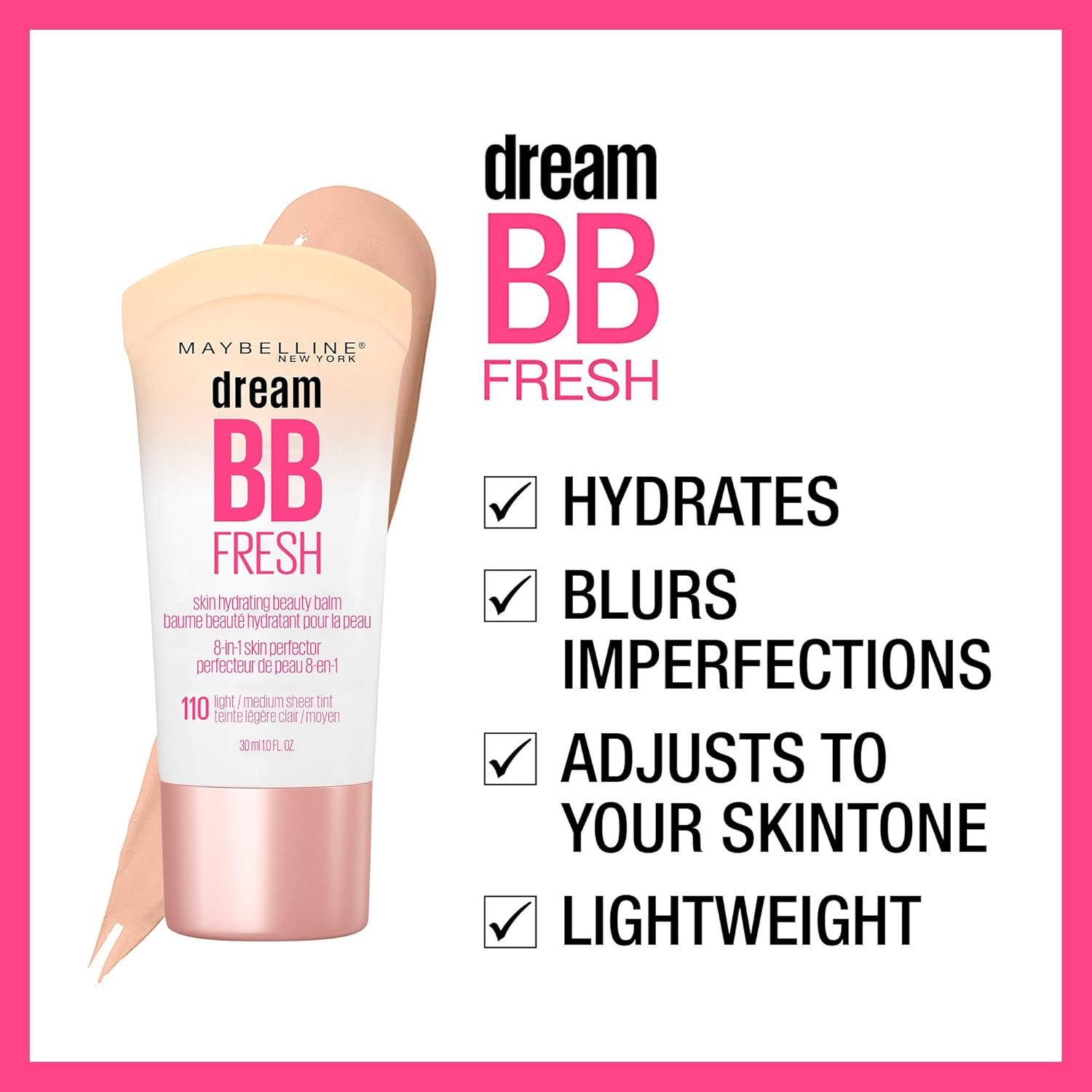 Maybelline Dream Fresh BB Cream, Light/Medium, 1 Ounce (Packaging May Vary): Beauty