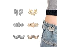 JDRGJTH Pants Waist Tightener Butterfly Buttons Pins for Waist Tightener for Pants Women,Reusable Cincher Clips to Tighten for Loose Jeans,Clothing Dresses Skirts,No Sewing Accessories Set of 6