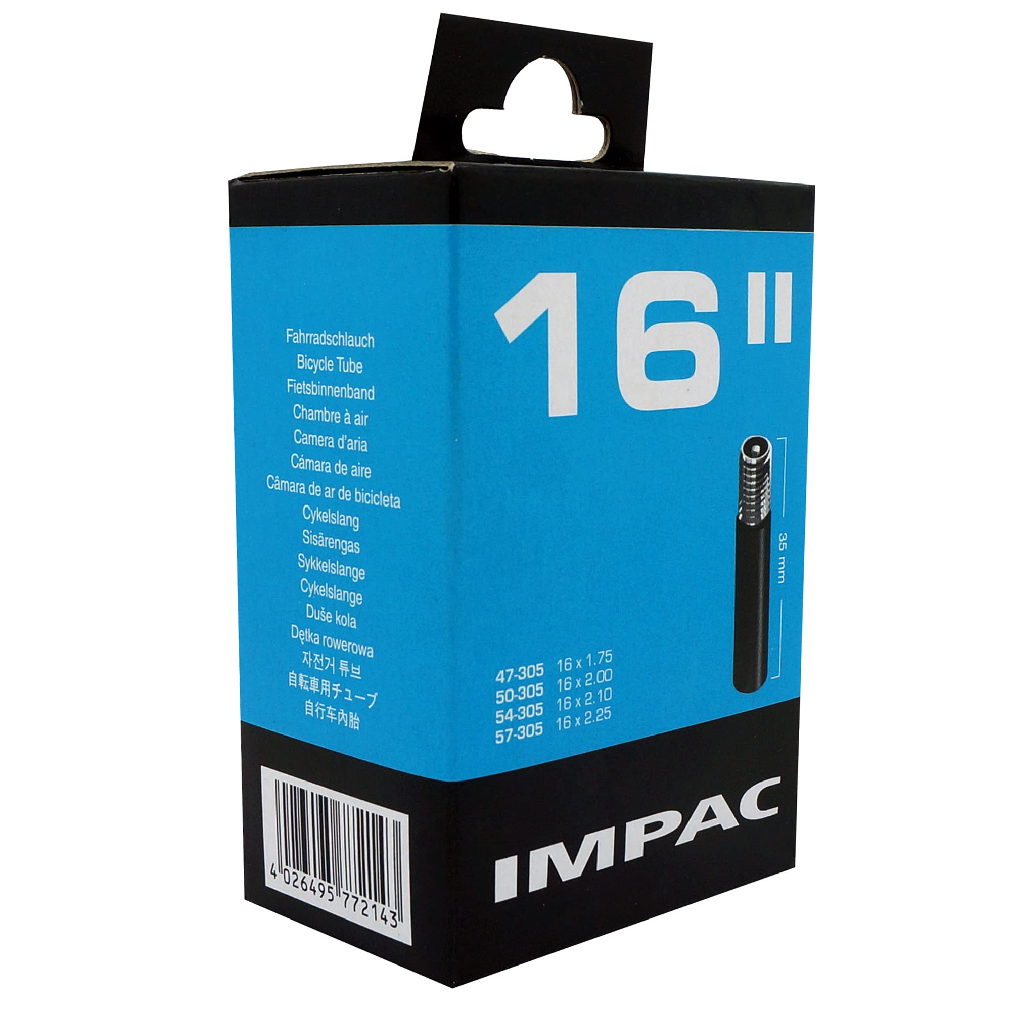 Schwalbe Unisex's IMPAC AV16 Tubes, Black, 47/57-305