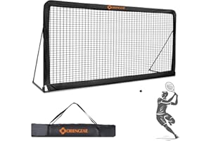 ORIENGEAR Tennis Rebound Practice Wall - 12ft x 6ft Rebounder Net for Tennis & Racquet Sports Ball & Pickleball, Training Tennises Backboard Net for Court Backyard and Indoor & Outdoor Training, Black