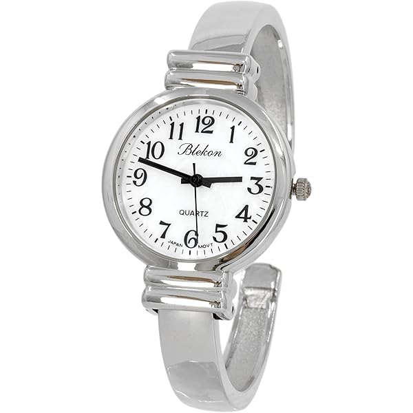 Women\'s Silver White Analog Quartz Metal hinged Pearl Cuff Bracelet Wrist Watch Amazon.com: Rosemarie Collections Women main image 4