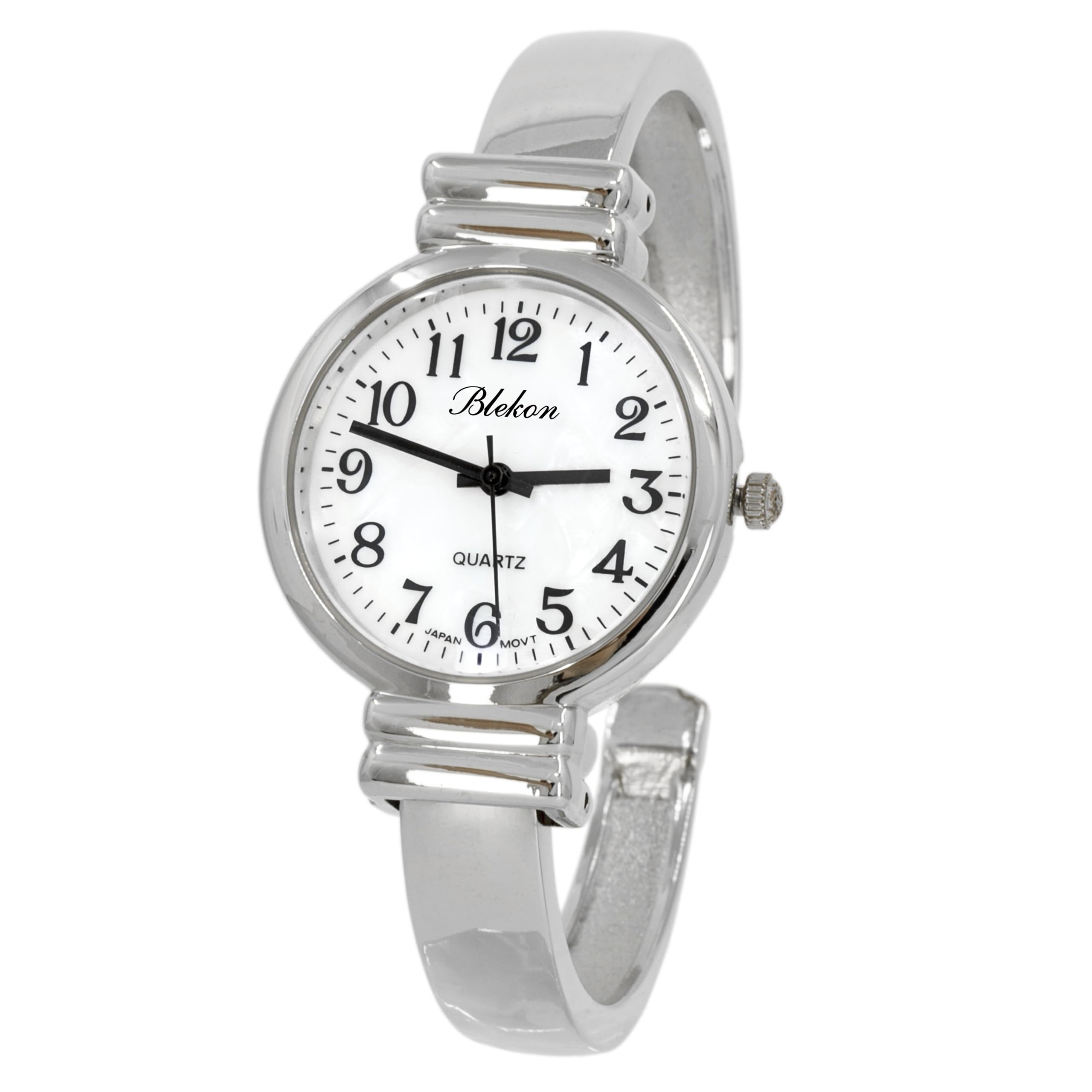 Wincci Women's Classic Easy Read Bangle Cuff Watch, Silver, Classic Design
