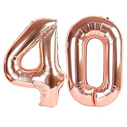 40 Balloon Number, Rose Gold Number 40th Birthday