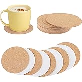 16 Pcs Self-Adhesive Cork Round, 3" x 3" Cork Coasters, Corks Backing for Coasters Mini Corks Board for DIY Coaster, Wall, Mat, Tiles, Ceramic Coaster, (Wood Color, Circles)