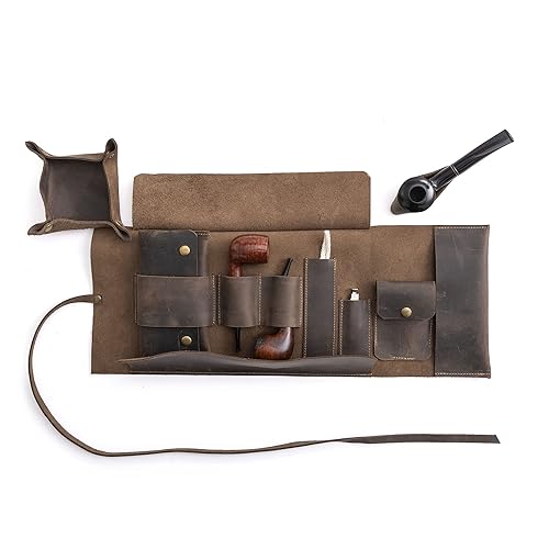 Leather Pipe Tobacco Pouch Complete Set, The Pipe Smokers Full Set
