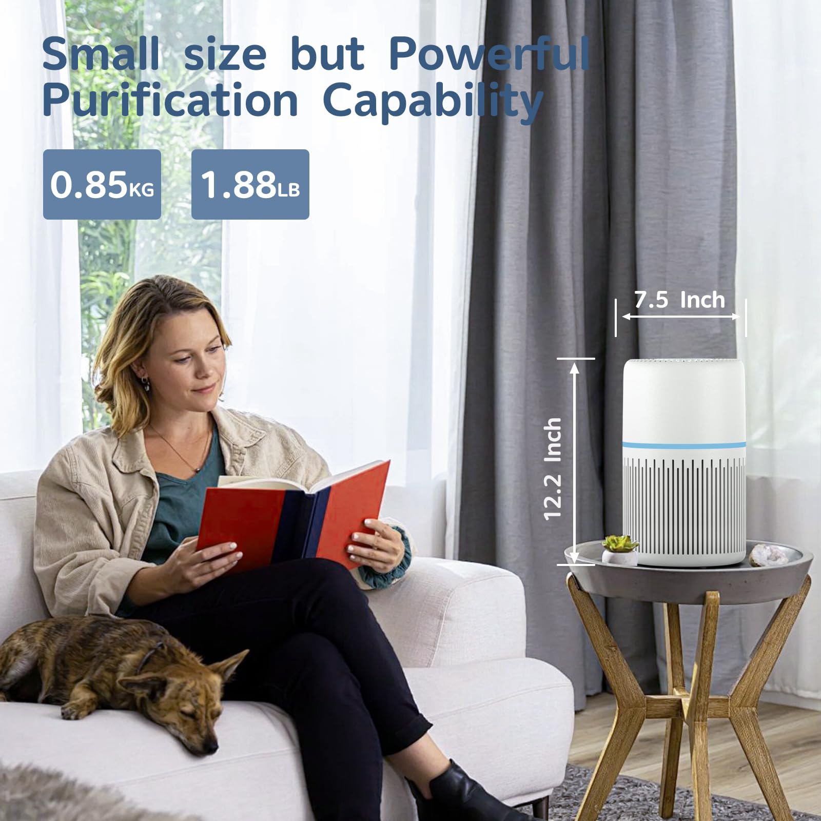 Air Purifiers for Home Bedroom Up to 1300 Ft²,FRESHDEW H13 True Fliter Air Purifier Cleaner with 360° Air Inlet RGB Lights,13dB Air Purifier for Pet Hair,Allergies,Dust,Smoke Wirldfire Pollen