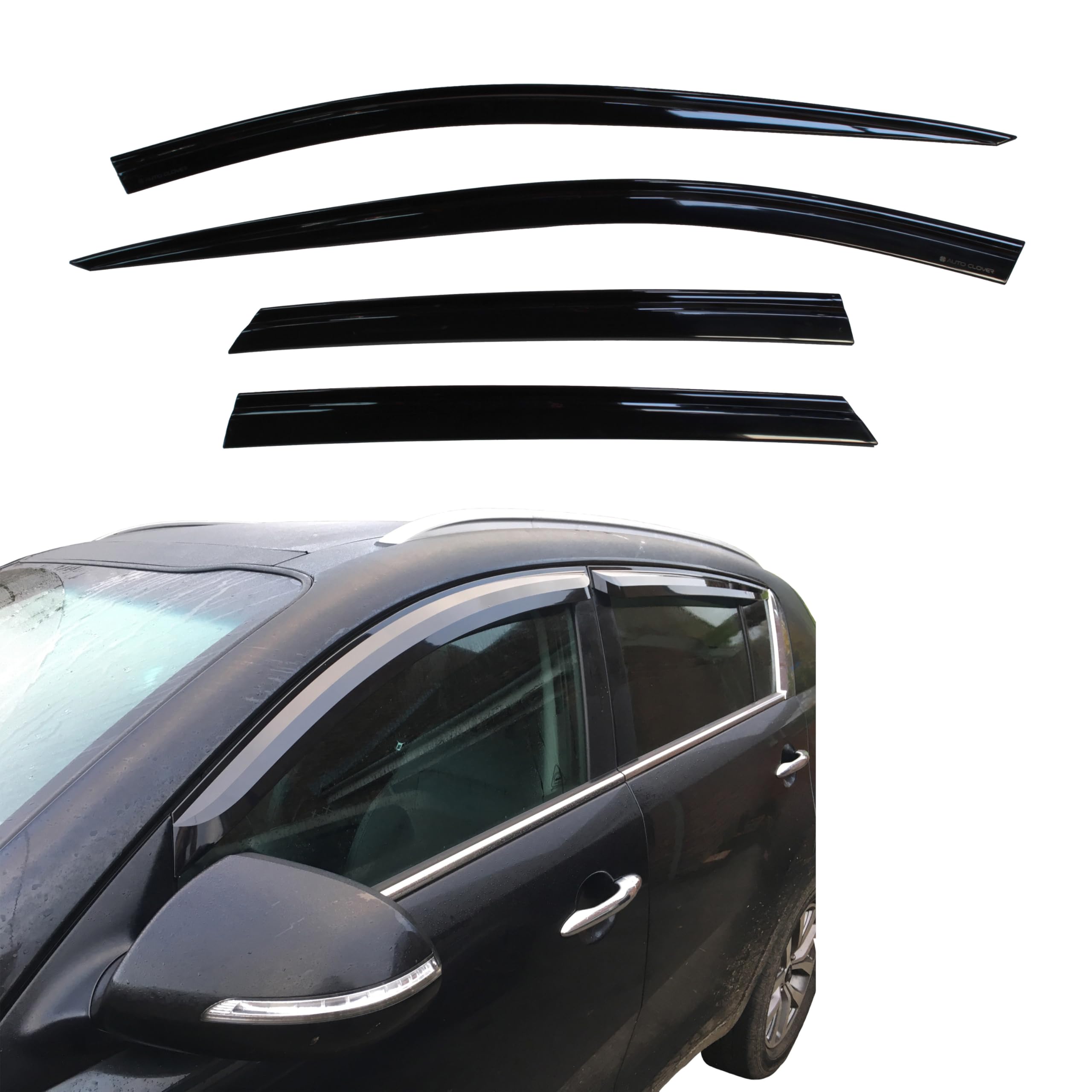 AUTO CLOVER Wind Deflectors Set for Kia Sportage 2010 - 2015 (4 pieces)
