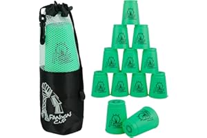 Joyibay 12pcs Sports Stacking Cups, Fast Paced Fun Game for Challenge Competition, Speed Training Game, Travel Party Gift for Kids and Adults, Green