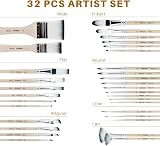 Artecho 32 PCS Art Paint Brushes Set - Watercolor, Acrylic & Oil Painting view 3