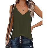Zeagoo Womens V Neck Camisole Tank Top Strap Sleeveless T Shirt Casual Loose Vest Blouse - S-XXL