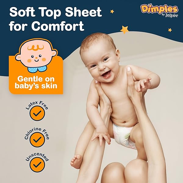 INSPIRE DIMPLES BOOSTER PADS, BABY DIAPER DOUBLER WITH ADHESIVE – BOOSTS DIAPER ABSORBENCY – NO MORE LEAKS 30 COUNT (WITH ADHESIVE FOR SECURE FIT) (30 COUNT)