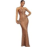 NYXARALUM Elegant Sequin Evening Gown for Women Formal Wedding Guest Dresses Cocktail Prom Party Gala Outfits