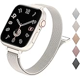 MARGE PLUS Slim Milanese Loop Compatible with Apple Watch Band for women 41mm 40mm 38mm 42mm 46mm 45mm 44mm, Stainless Steel Magnetic Mesh Strap work on iWatch Series 11 10 9 8 7 6 5 4 3 & SE 3 2 1