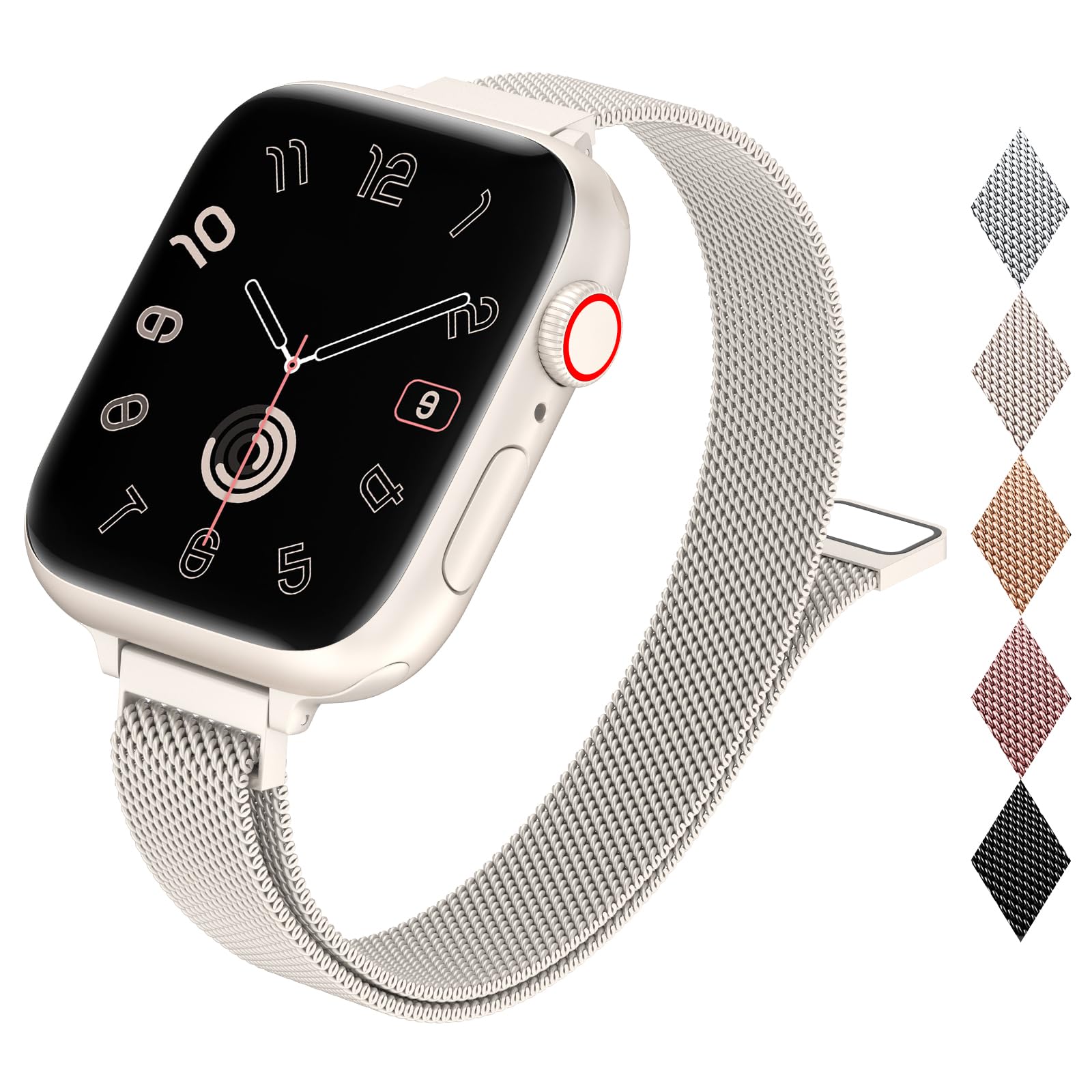 Photo 1 of MARGE PLUS Slim Milanese Loop Compatible with Apple Watch Band for women 41mm 40mm 38mm 42mm 46mm 45mm 44mm, Stainless Steel Magnetic Mesh Strap work on iWatch Series 11 10 9 8 7 6 5 4 3 & SE 3 2 1