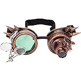 Lelinta Spiked Steampunk Goggles with Adjustable Straps,Detachable Lenses, Ideal for Cosplay, Costume Parties