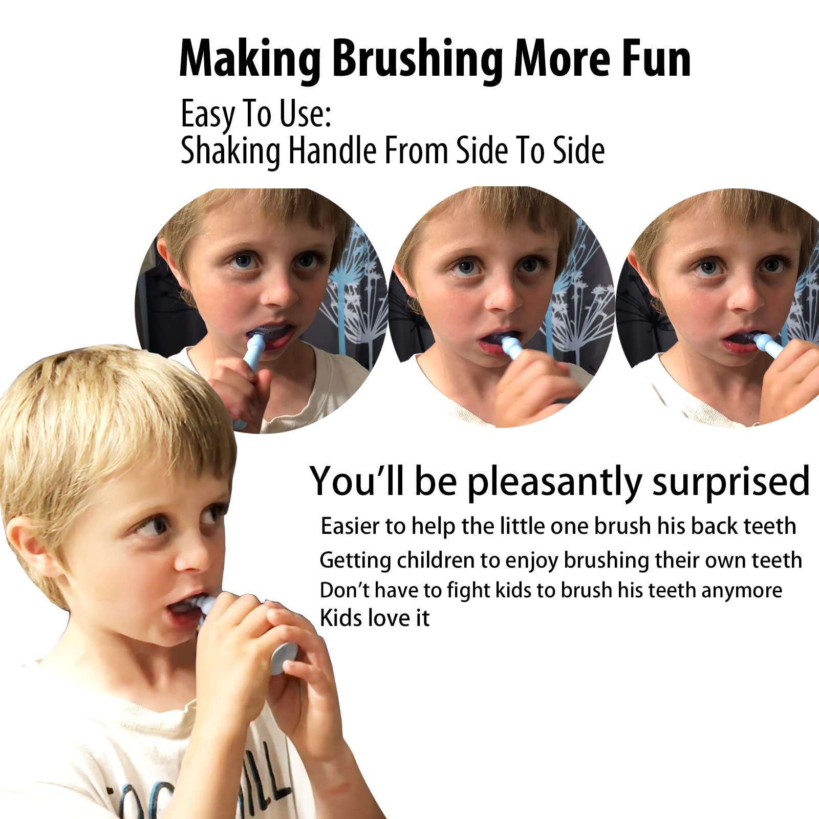Kids Toothbrushes U Shaped with 3 PCS Soft Food Grade Silicone Heads for Toddler,Childrens, Full Mouth Tooth Brush for Age 2-6 Years Blue