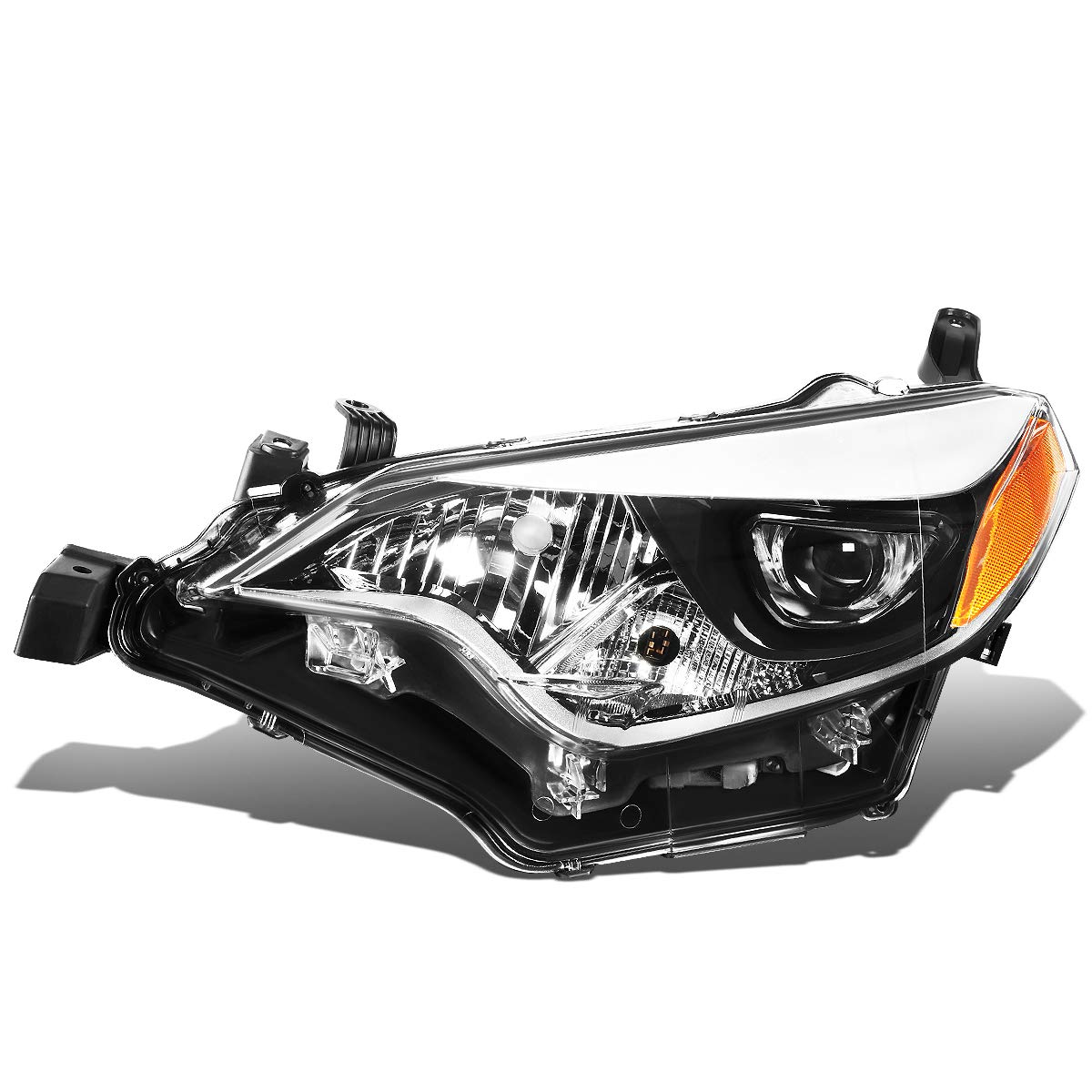 DNA MOTORING OE Style Projector Headlight Lamp Compatible With 14-16 Toyota Corolla Sedan, TO2502216, Chrome/Amber, Driver Side, OEM-HL-0091-L