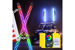 Atfoyer Whip Light 4FT for UTV ATV, Whip Lights APP and Upgraded Remote Control 366 Modes, Spiral RGB LED Chasing Light Waterproof IP67, Whip Light Antenna for Off-Road Truck Sand Buggy RZR Polaris