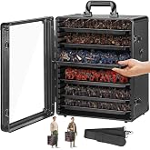 ONULISS Miniature Carrying Case with 6 Metal Trays (Black, Large Size) | Miniatures Storage &amp; Transport Case - Aluminum Alloy Frame &amp; Shoulder Strap for Display Figure Collectibles, 13.8&rdquo;x10&rdquo;x16.5&rdquo;