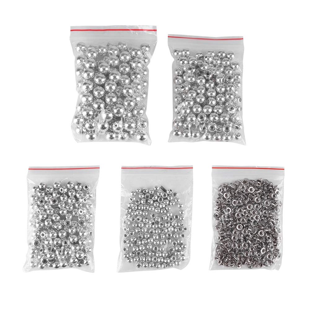 Pearl Rivet Button, 6mm 8mm 10mm Mix Sizes Rivets DIY Handmades Beading Tool Pearl Rivet Buttons for Hats Shoes Clothes Bags Skirts(Silver)