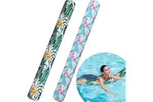 LINKSANDT 2 Pack Inflatable Pool Noodle Floats, 54″ Large Swim Pool Noodles for Floating, Soft Fabric Covered Swimming Noodles Toys for Adults Pool Accessories, Premium Buoyancy for Swimming Floating